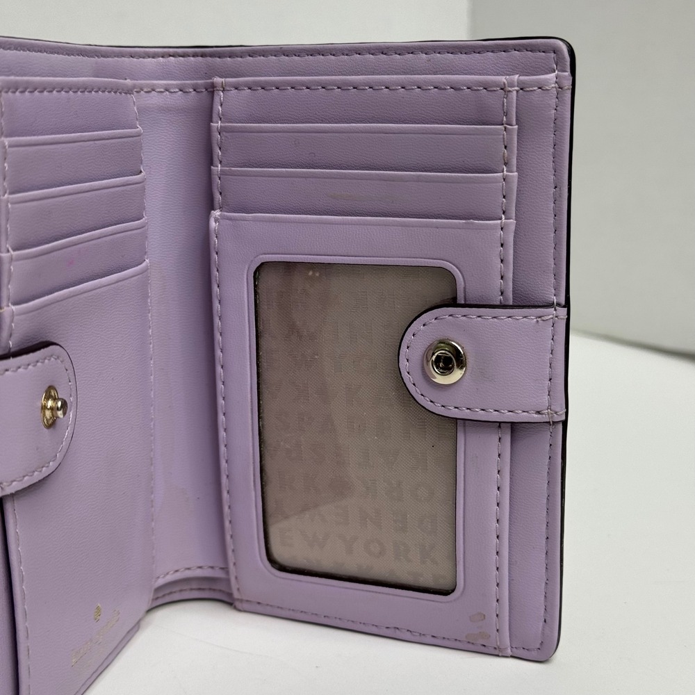Kate Spade New York Lavender Purple Pebbled Leather Bifold Wallet ID Window - Picture 6 of 10